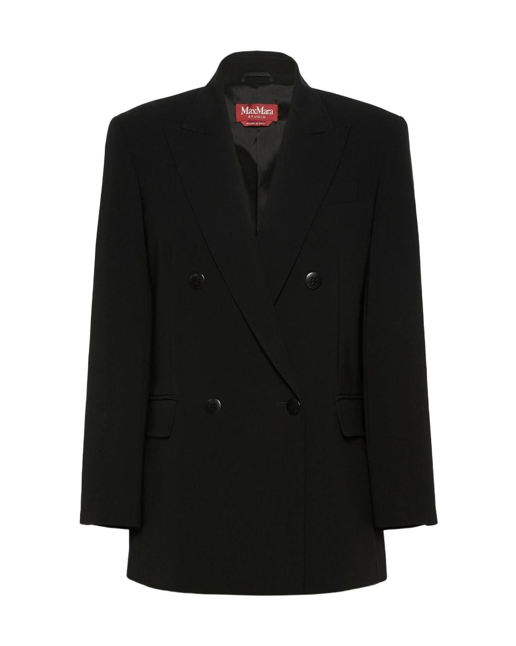Max Mara Black S Double-Breasted Peak-Lapel Blazer