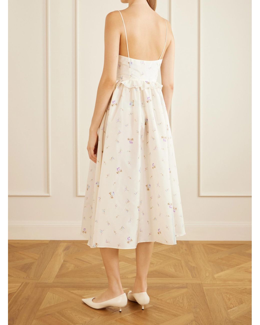 Alessandra Rich White Silk-Taffeta Midi Dress
