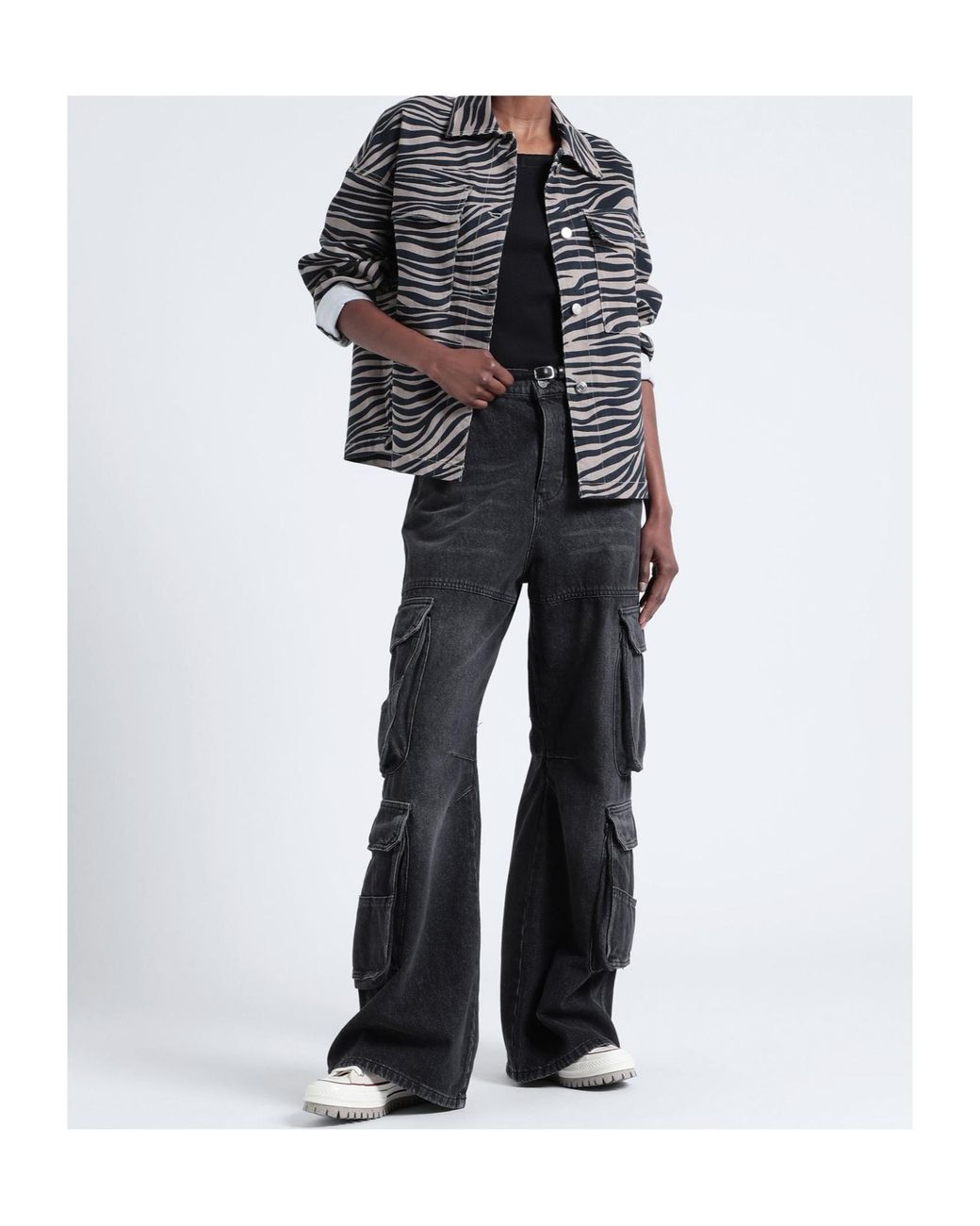 MAX&Co. Blue Zebra Print Denim Jacket