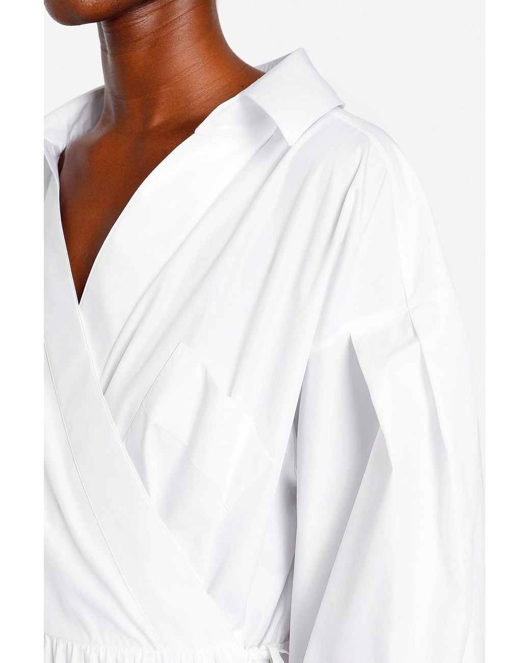 Valentino White Wrap Pleated Shirt Dress