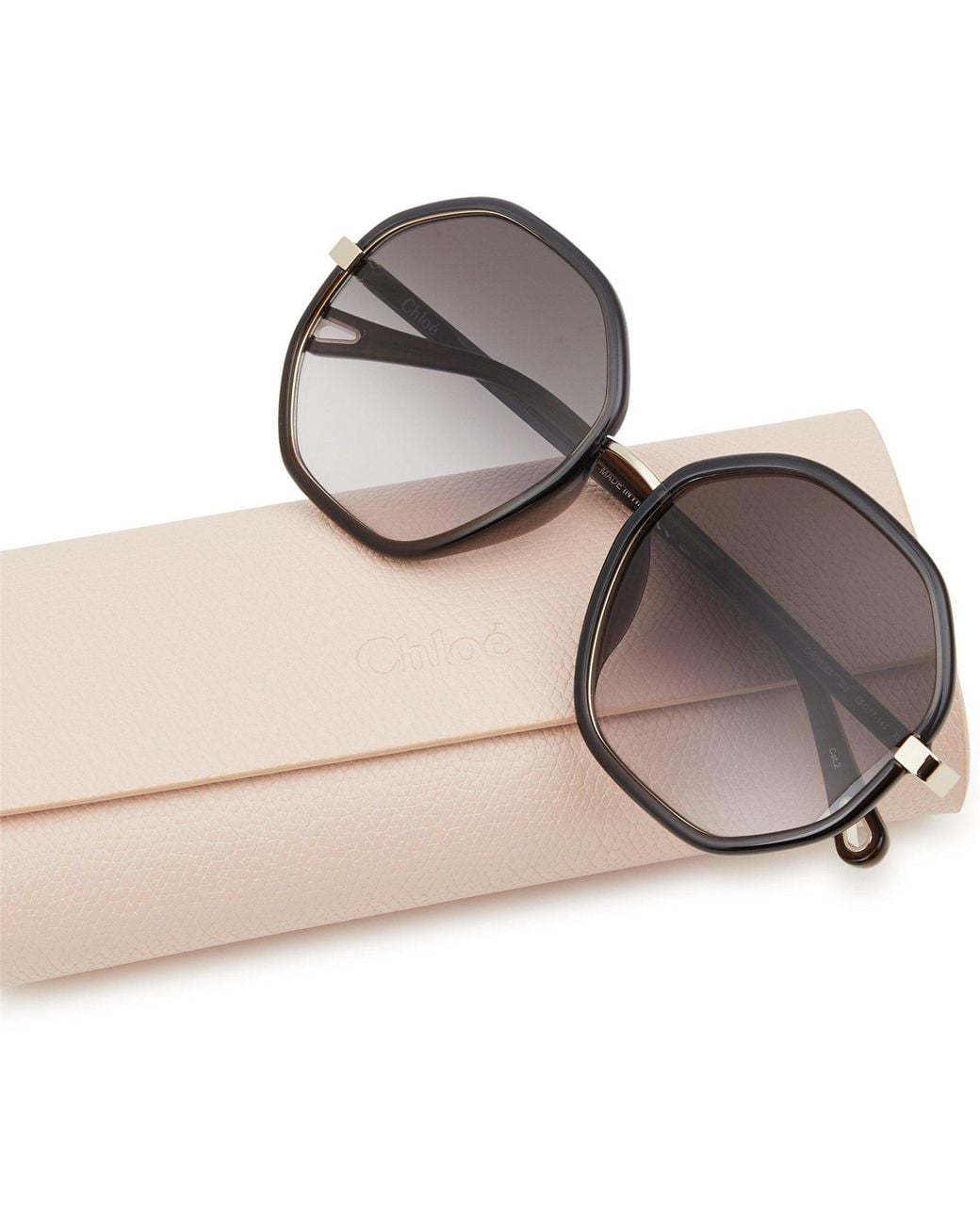Chloé Metallic Polygonal Gradient Lens Sunglasses