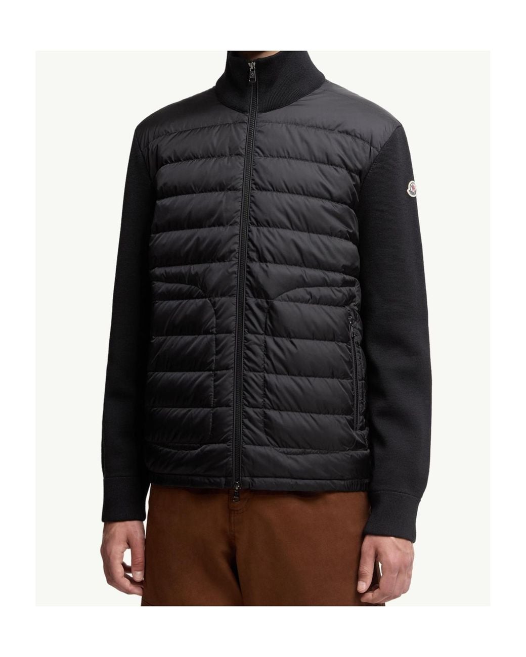 Moncler Black Padded Zip-Up Cardigan for men