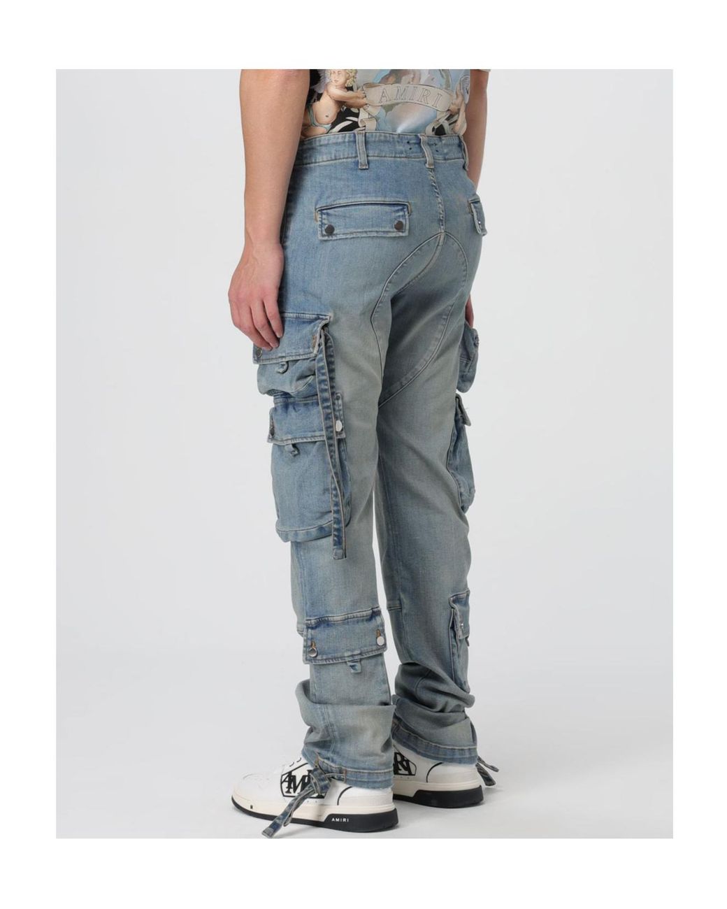 Amiri Blue Pocket Detailed Distressed Jeans for men