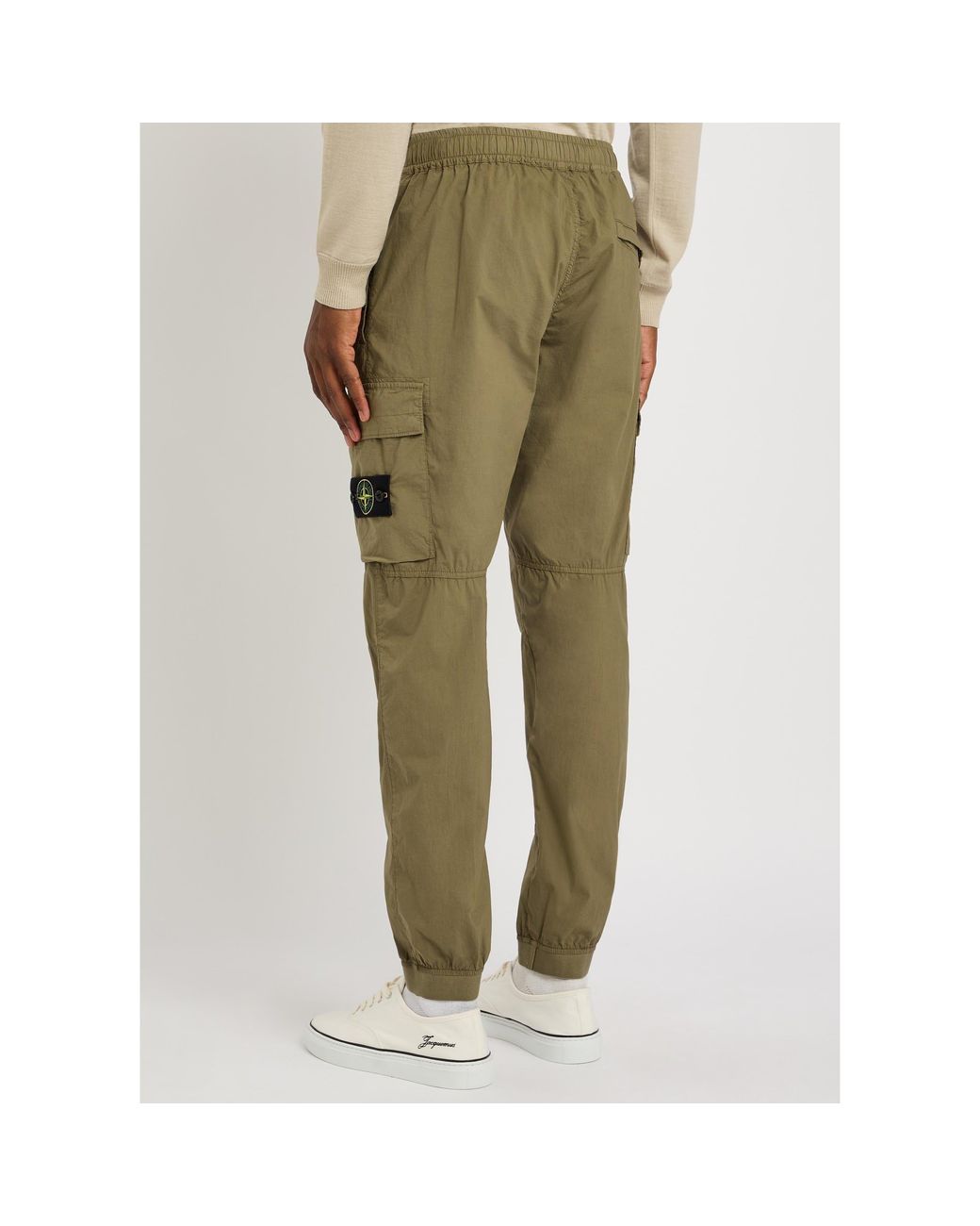Stone Island Green Cuffed Utility Cargo Pants for men