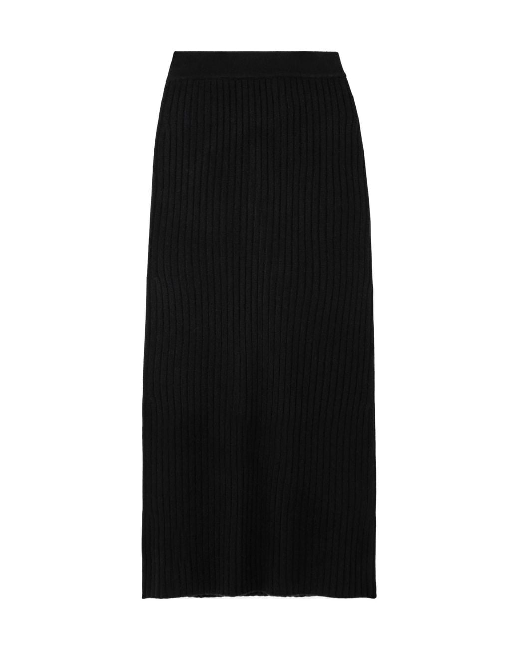 arch4 Black Lisa Ribbed Cashmere Maxi Skirt