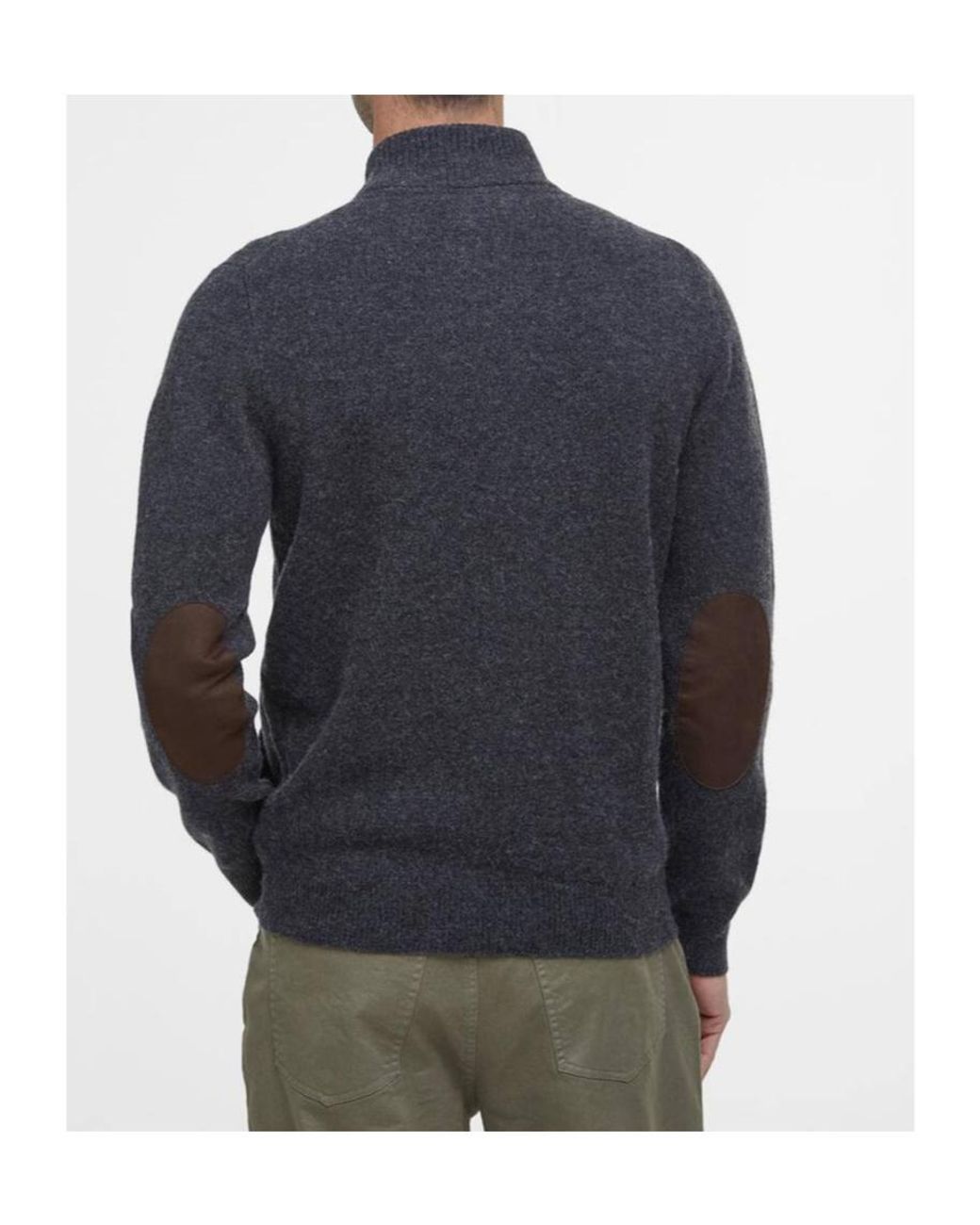 Barbour Blue Essential Elbow-Patch Cardigan for men