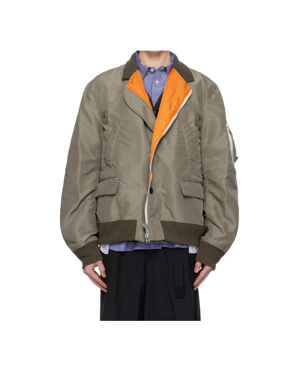 Sacai Gray Classic-Collar Bomber Jacket for men