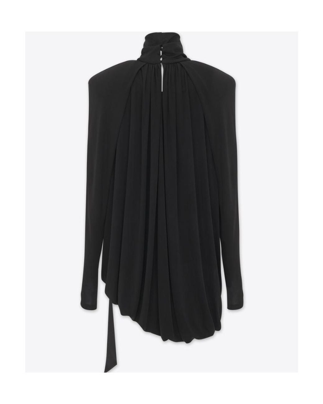 Saint Laurent Black Draped Jersey Mini Dress