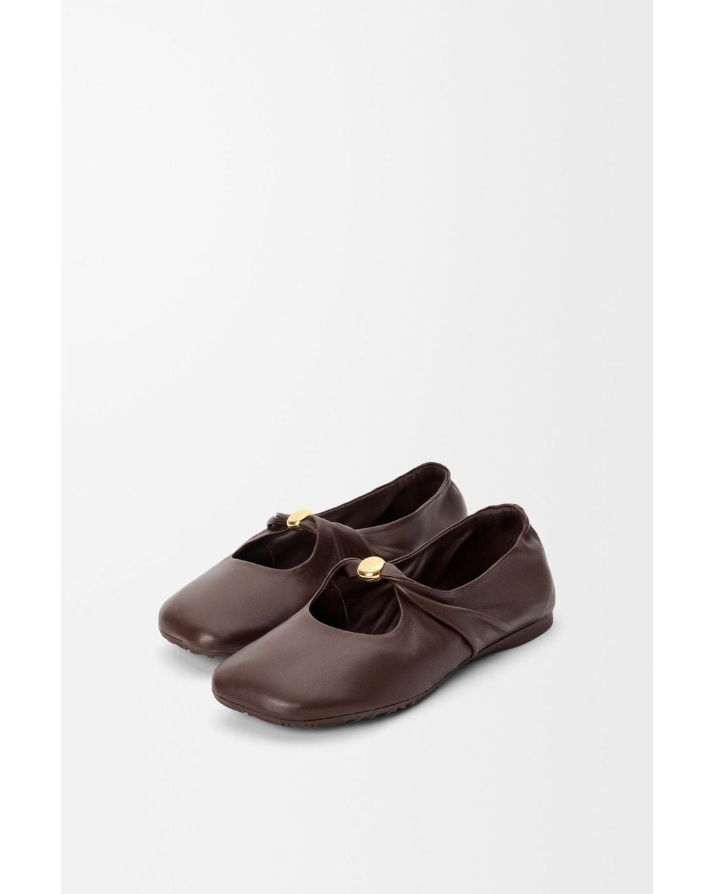 Loewe Brown Anagram Ballet Flats