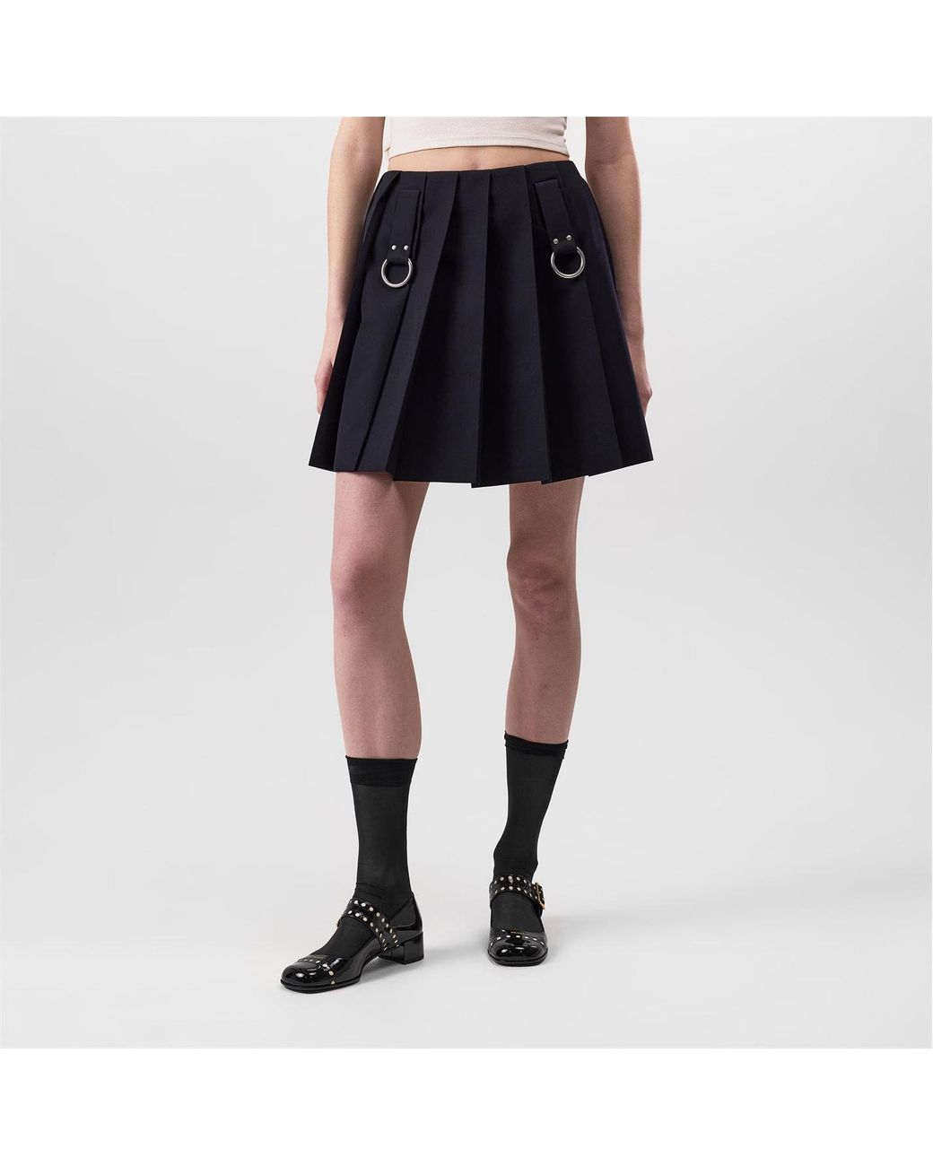 Prada Black Buckle Mini Skirt
