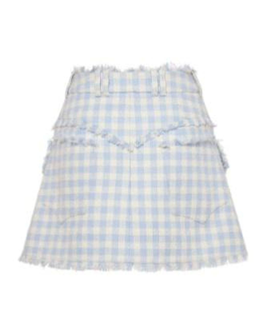 Balmain Blue Check Tweed Skirt