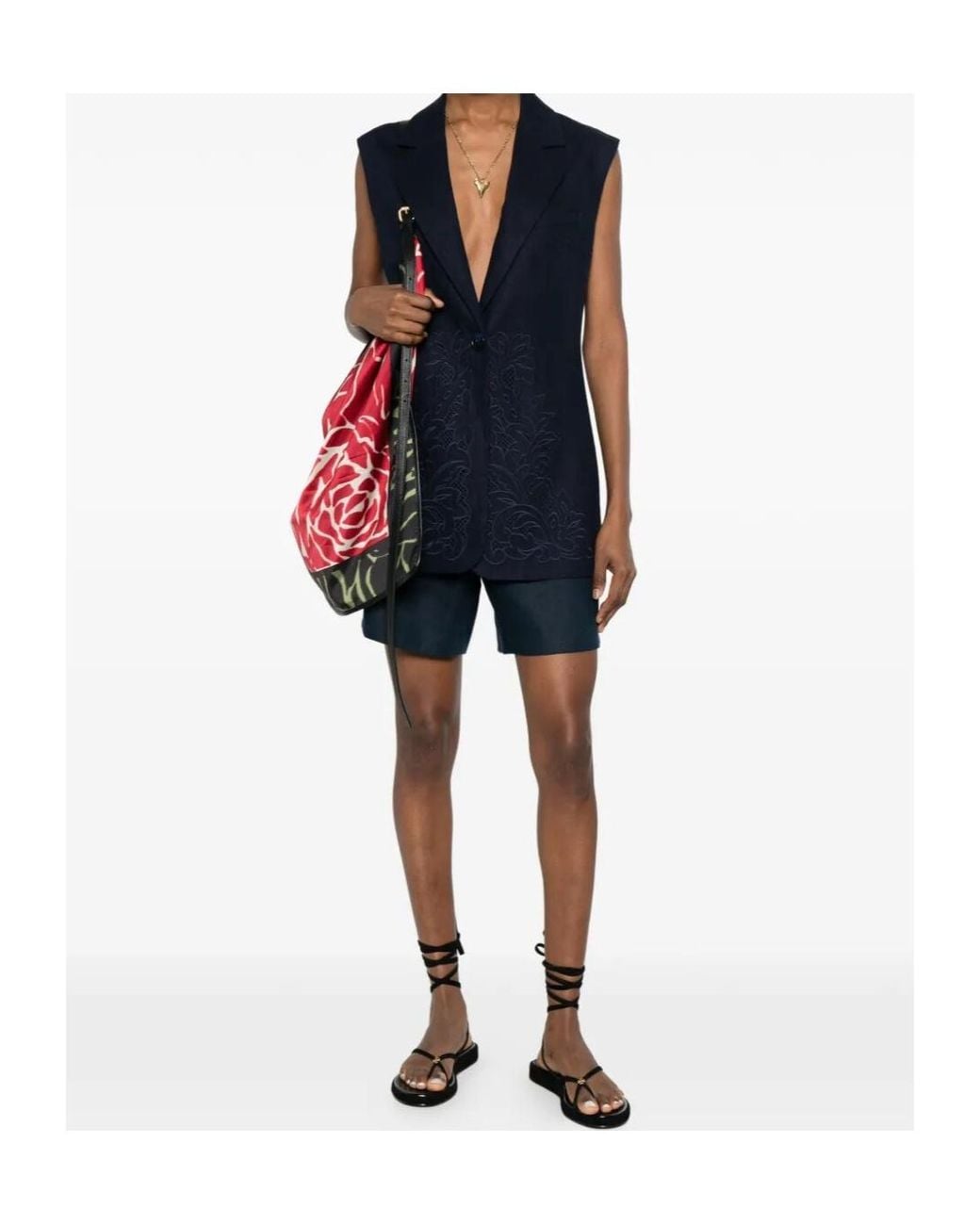 Twinset Blue Floral Sleeveless Jacket