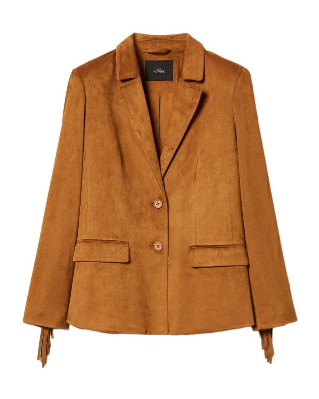 Twinset Brown Fringed Faux-Suede Blazer