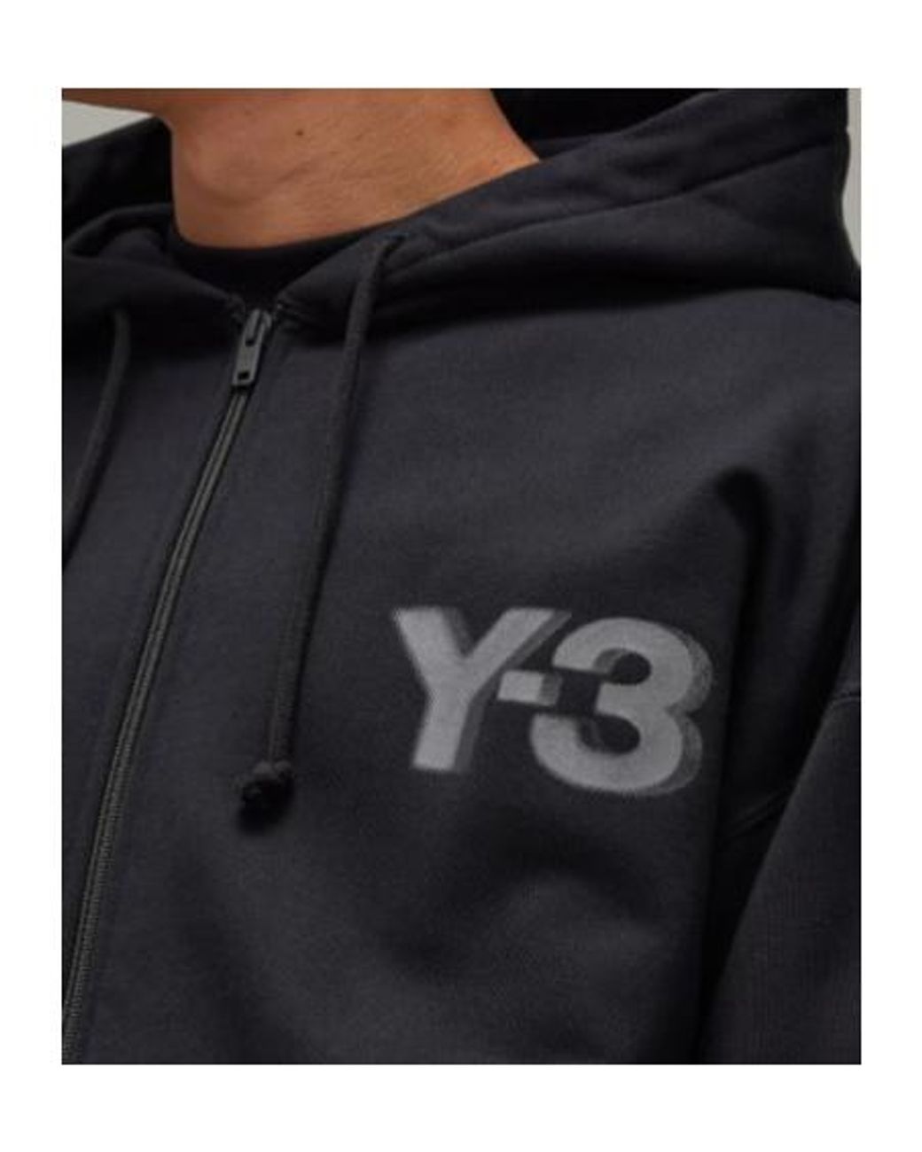 Y-3 Black Logo Printed Zip-Up Hoodie for men