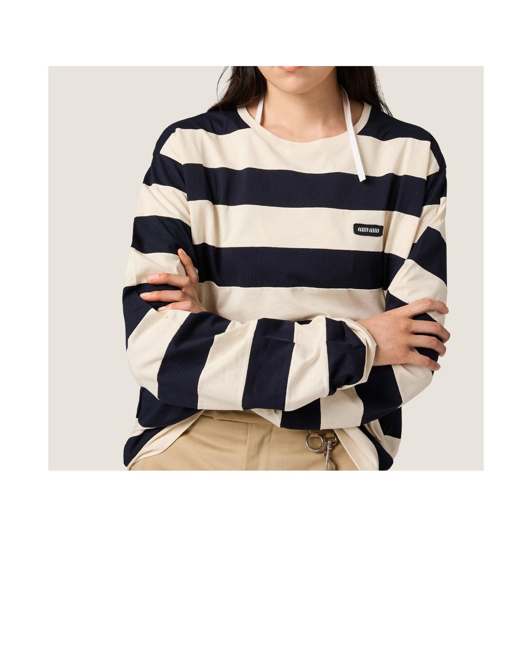 Miu Miu Blue Striped Jersey T-Shirt