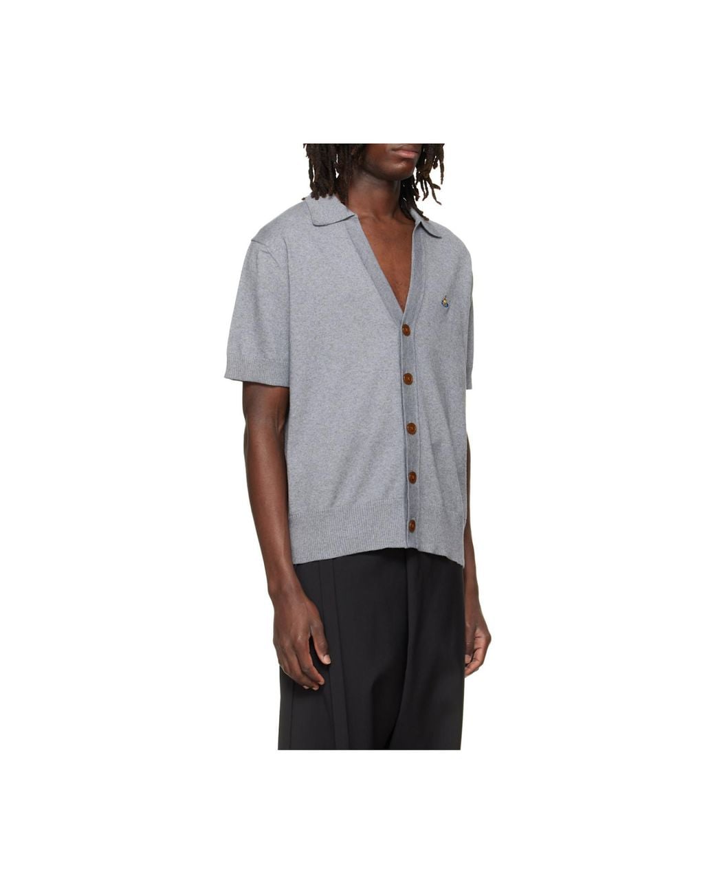Vivienne Westwood Gray Short-Sleeve Button Cardigan for men