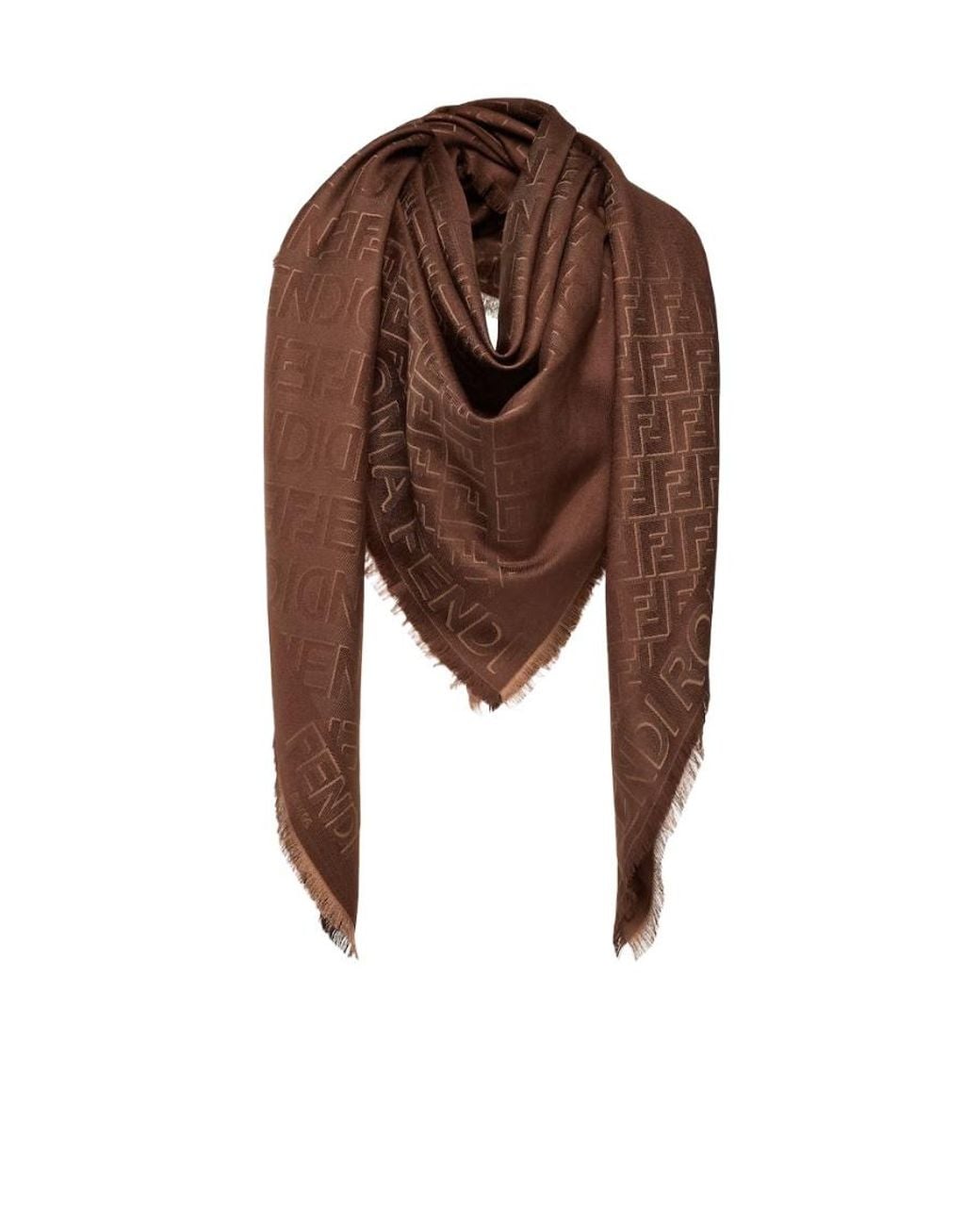 Fendi Brown Ff Jacquard 3D-Effect Shawl