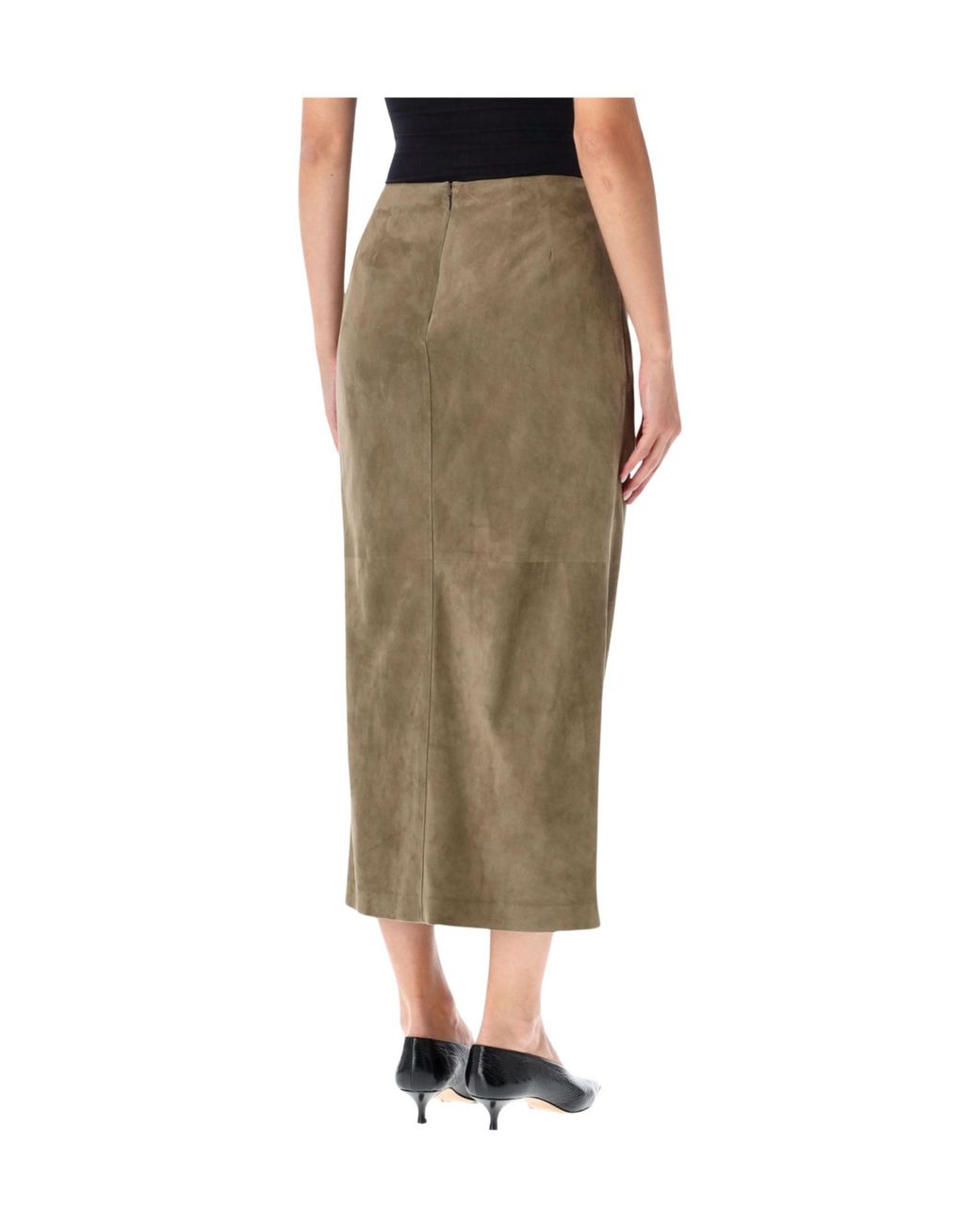 Ralph Lauren Green Teegan Draped Midi Skirt