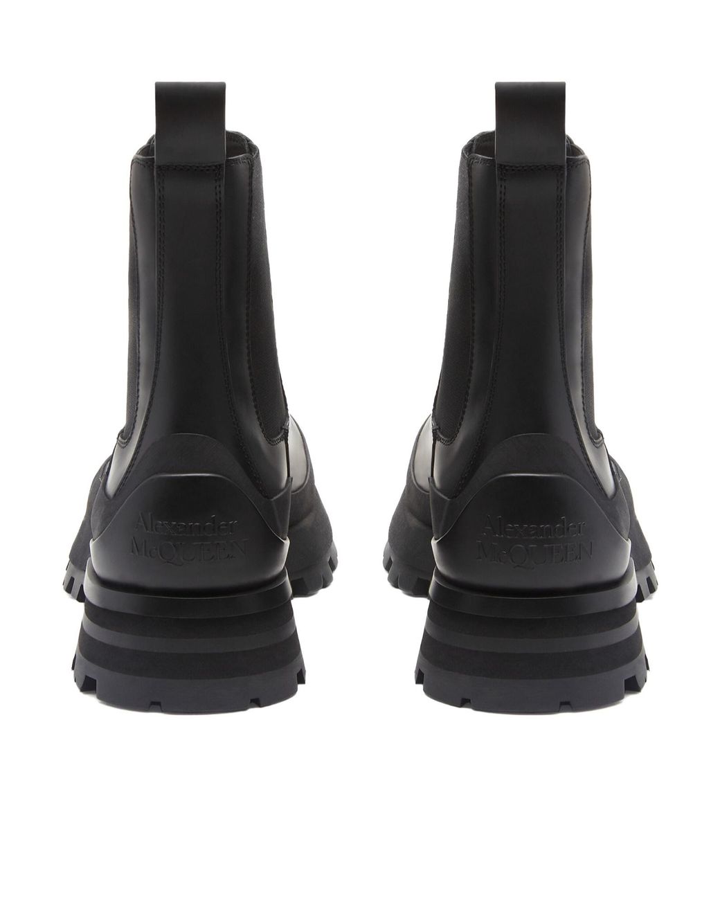 McQueen Black Wander Leather Chelsea Boots for men