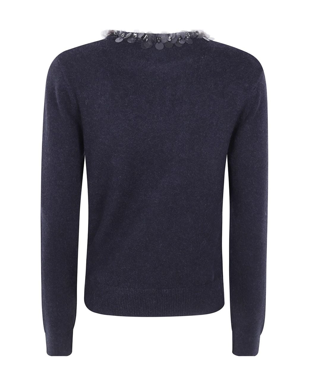 Seventy Blue Embellished Neck Jumper