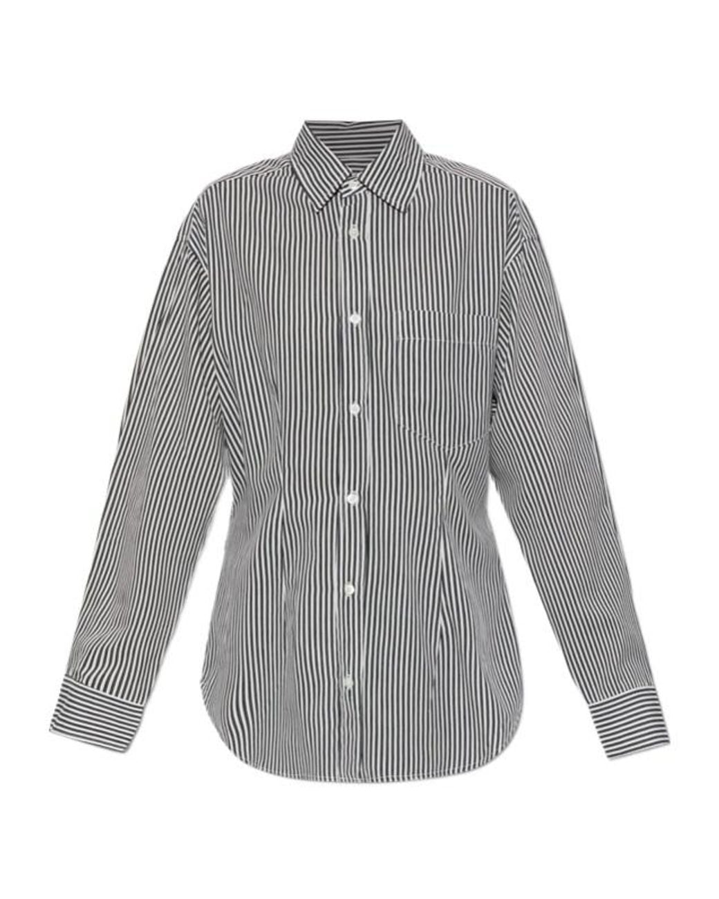 Agolde Gray Cinch Striped Button-Up Shirt
