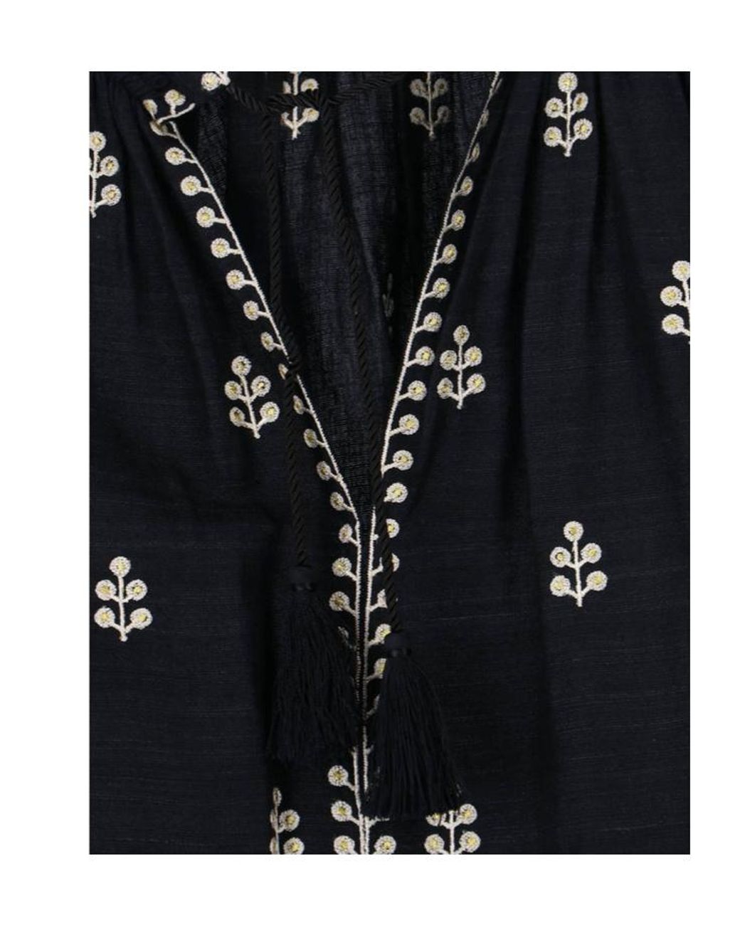 Isabel Marant Black Rodis Leaf Embroidered Tassel Top