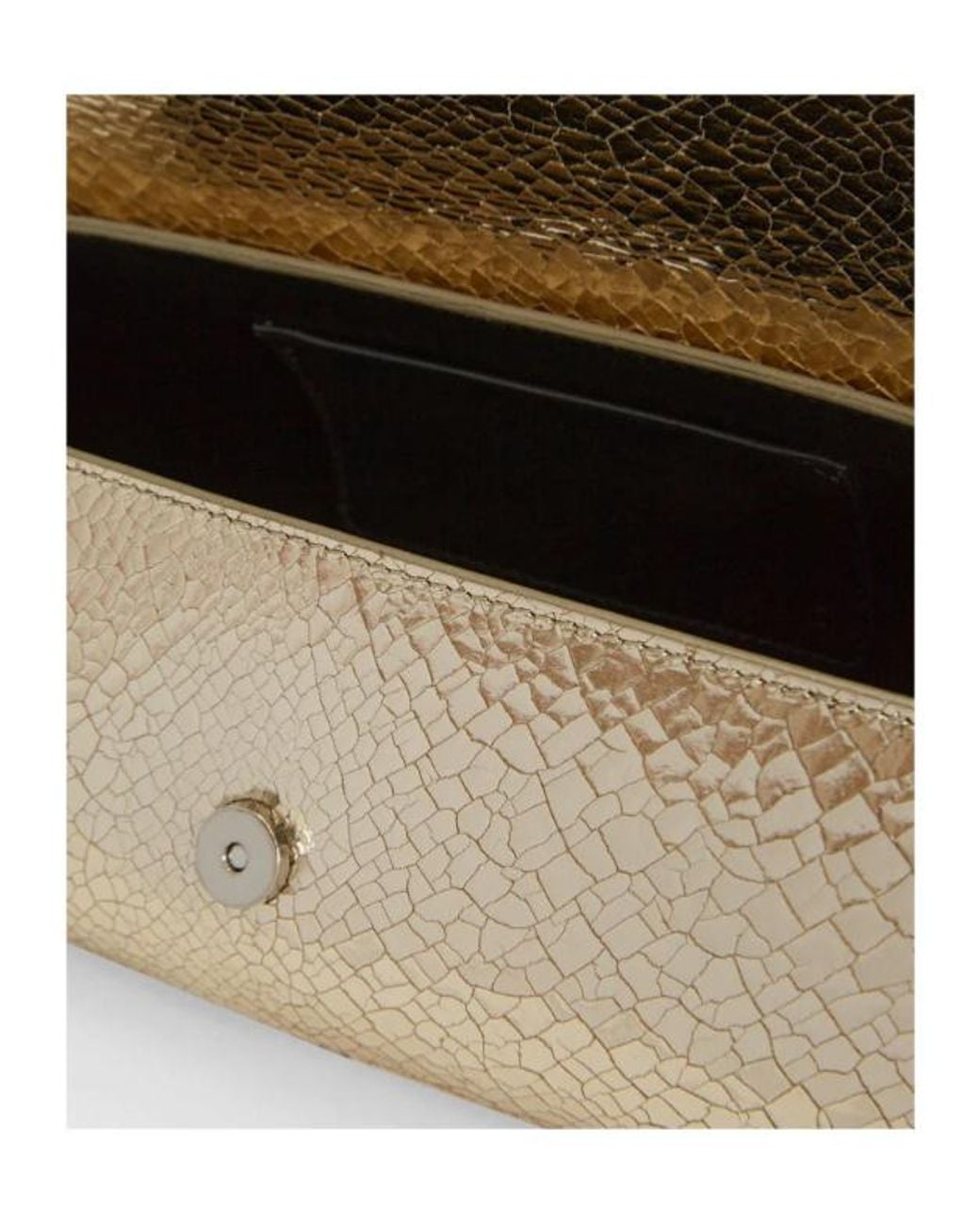 Jil Sander Metallic Cannolo Crackled Foldover Top Clutch Bag