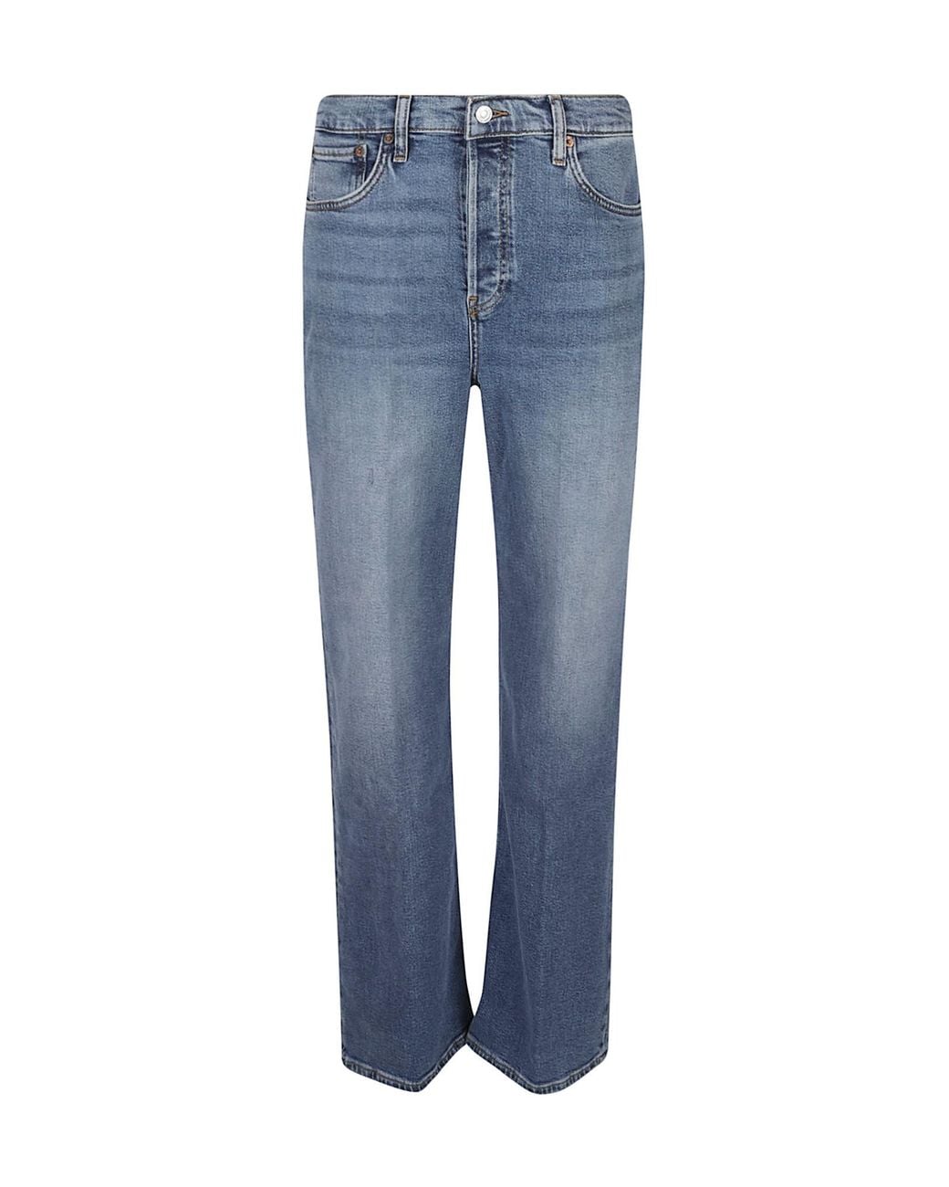 Re/done Blue High Rise Wide-Leg Jeans
