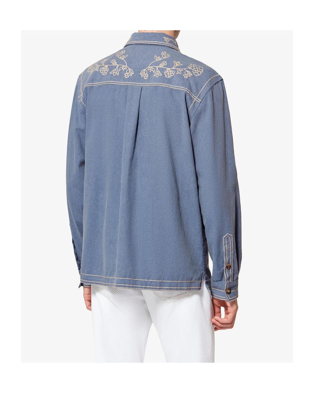 Isabel Marant Blue Rudy Embroidered Overshirt for men