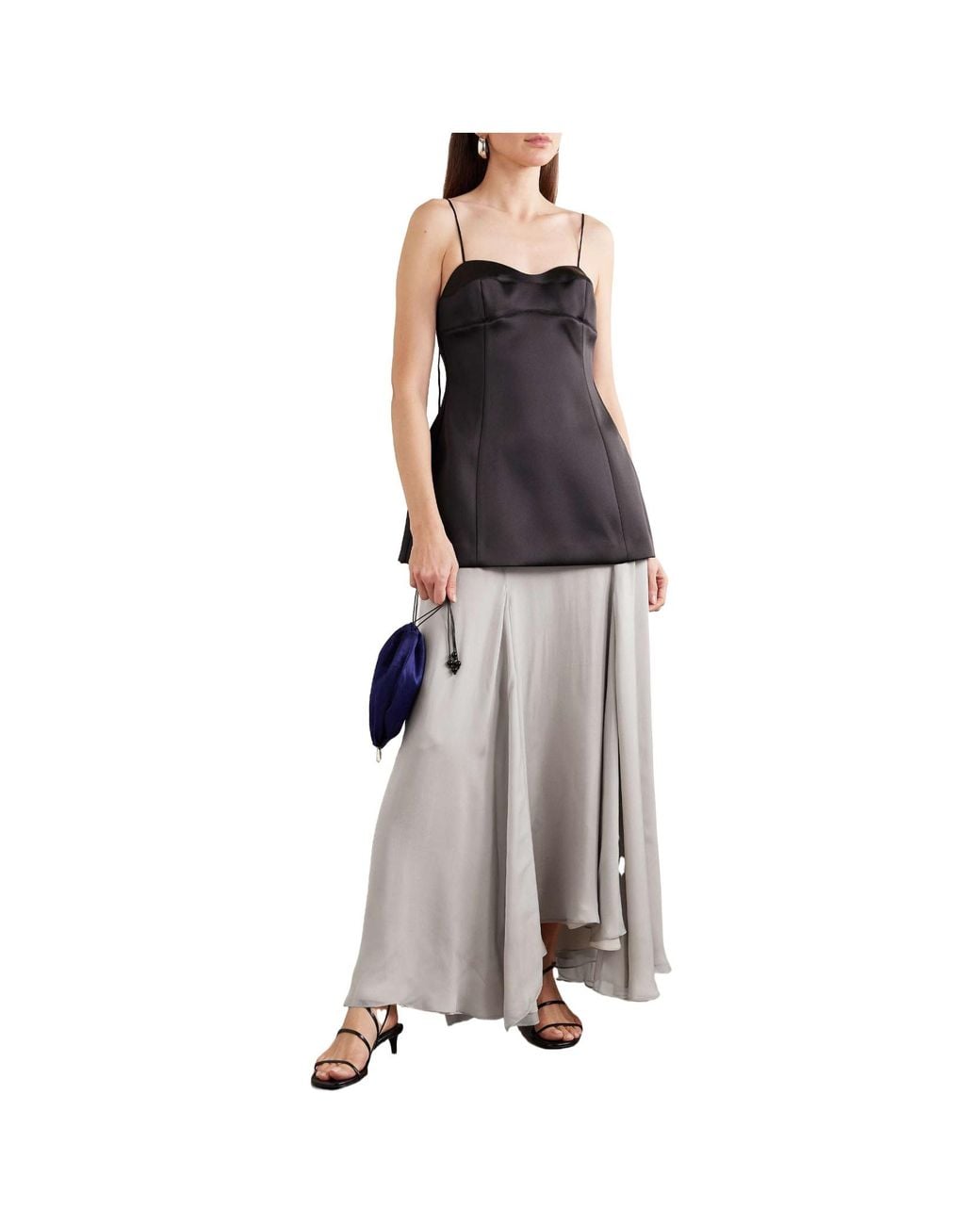 Kallmeyer Gray Pleated Silk-Chiffon Skirt