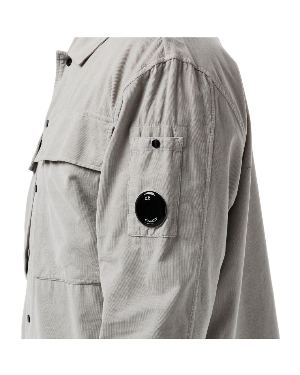 C P Company Gray Solid Color Overshirt for men