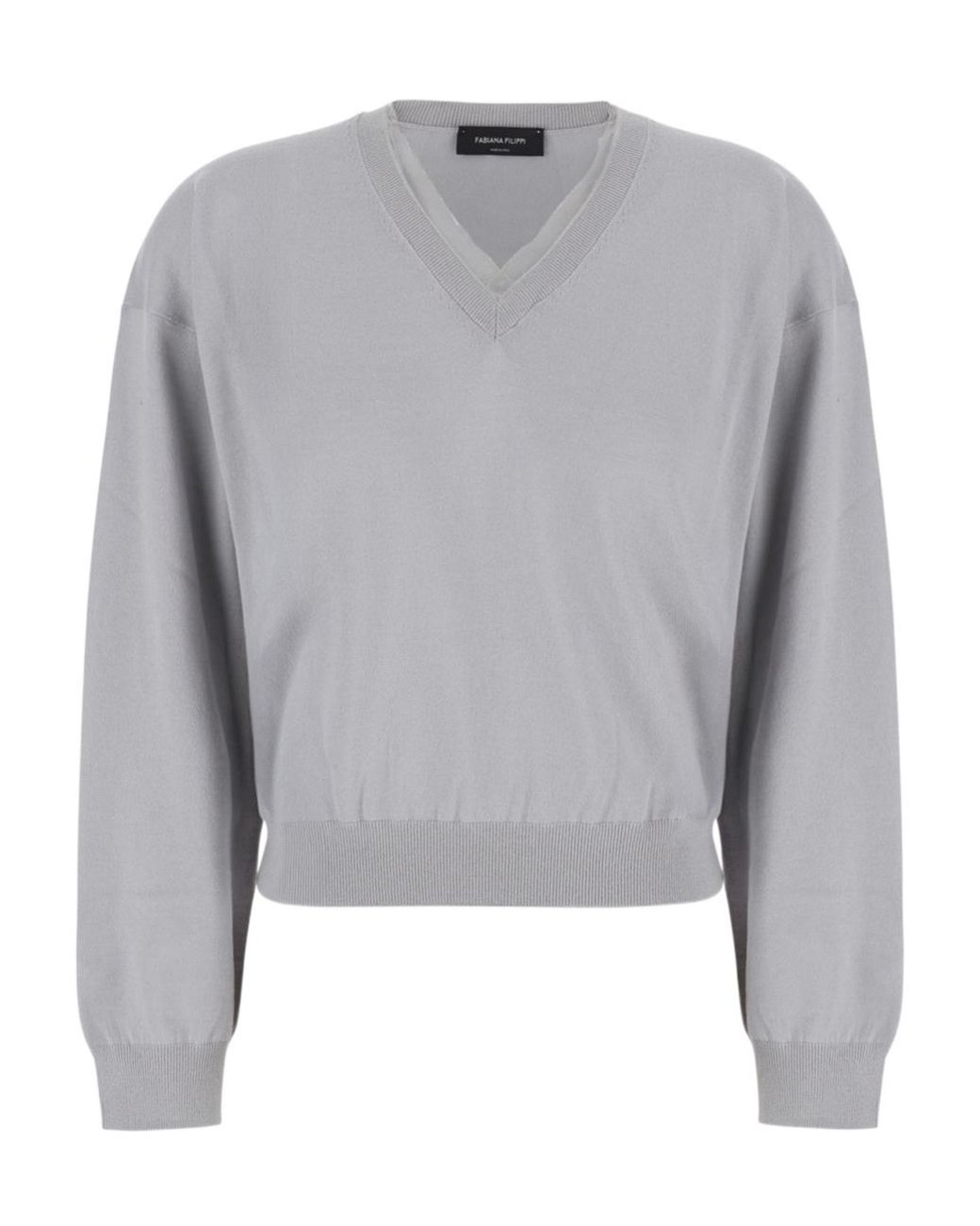 Fabiana Filippi Gray Trim V-Neck Jumper