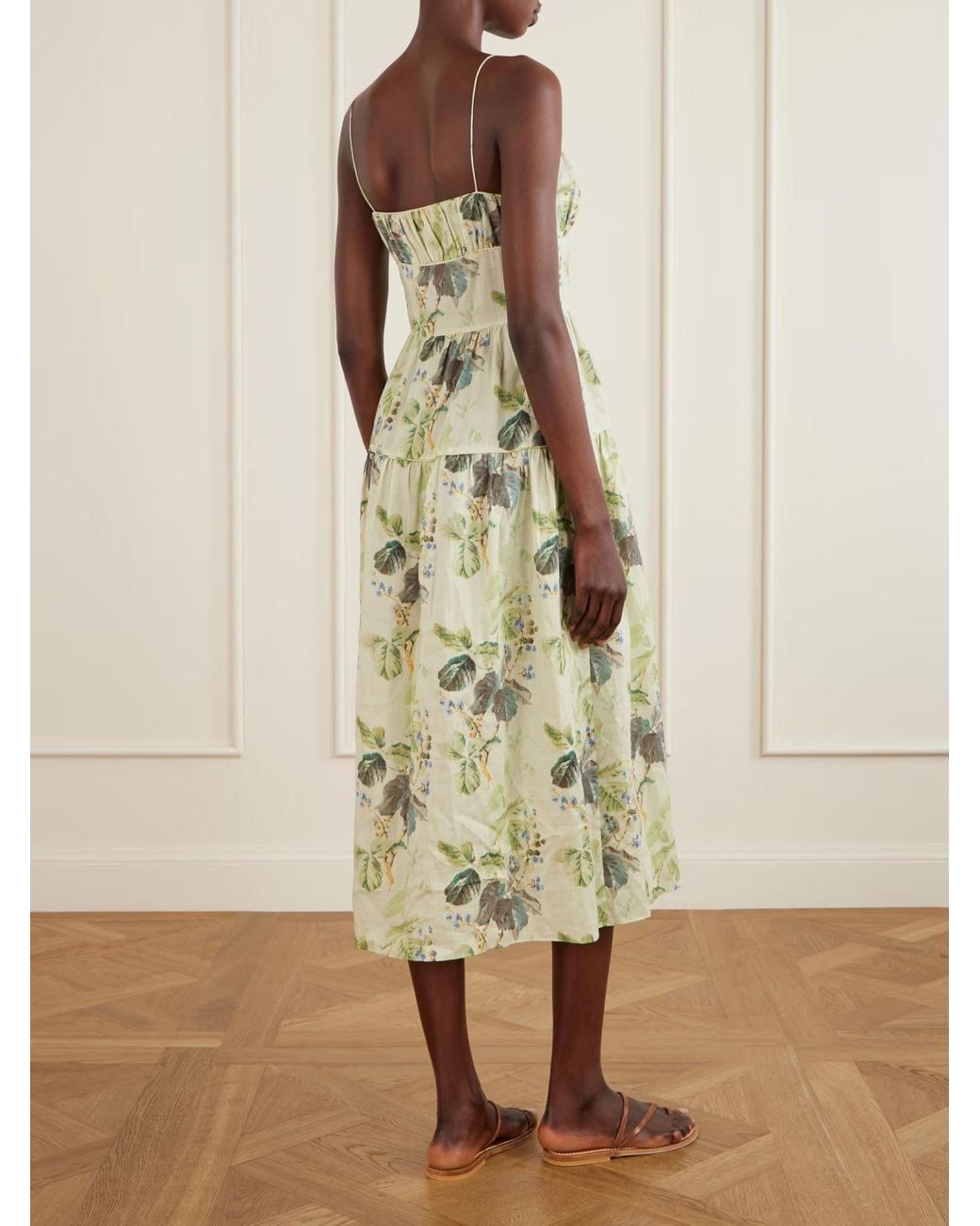 Doen White Benoit Multi-Layered Pleated Print Dress