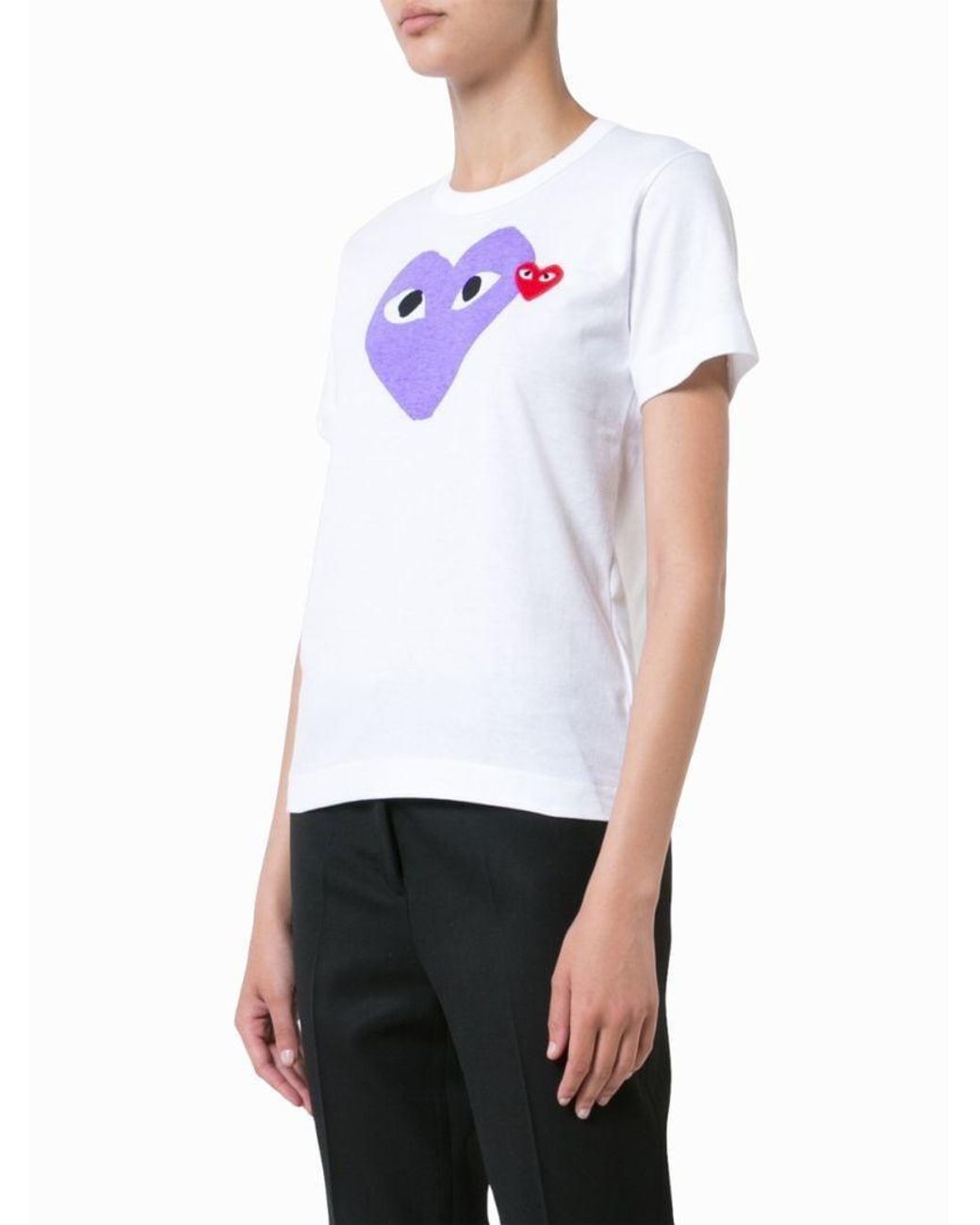 COMME DES GARÇONS PLAY White Comme Des Garçons Play Heart Printed Crewneck T-Shirt