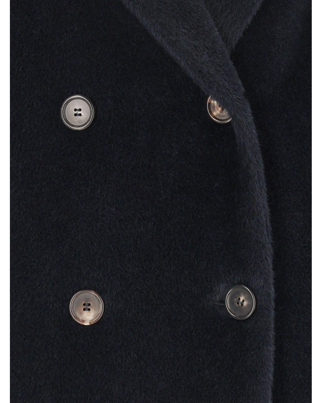Max Mara Black 'S Roseto Double-Breasted Straight Hem Coat