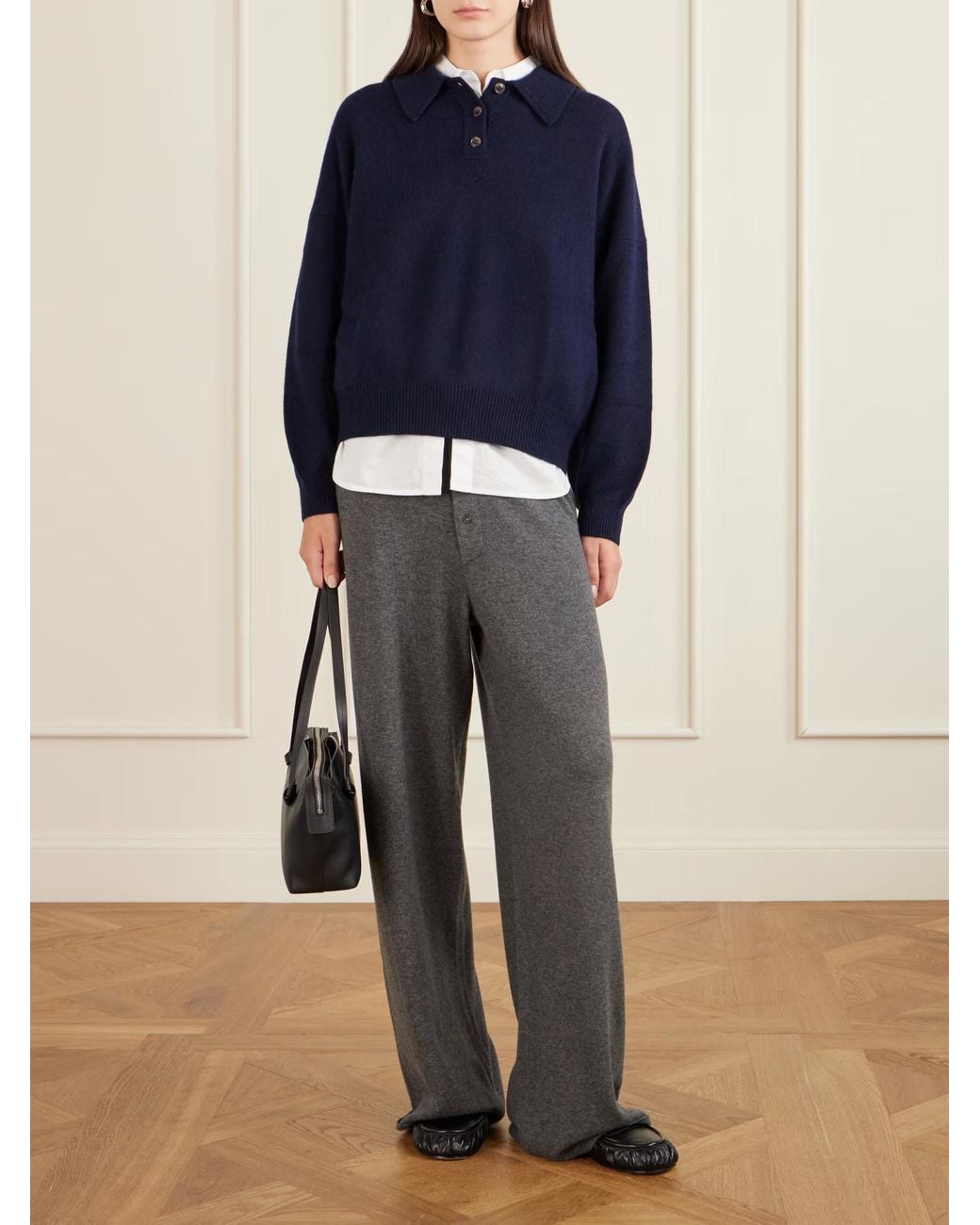 Lisa Yang Blue Etta Cashmere Polo Shirt