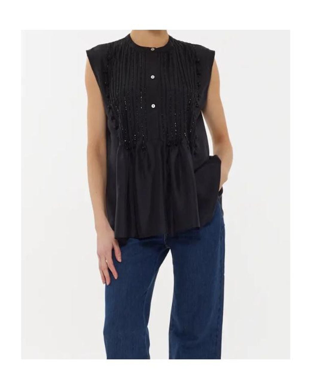 P.A.R.O.S.H. Black Sadio Beaded Blouse