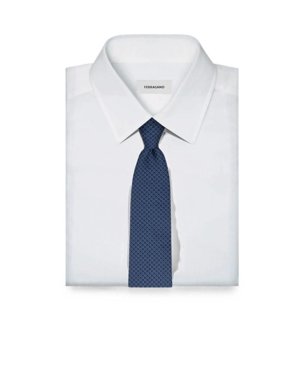Ferragamo Blue Micro Gancini Print Silk Jacquard Tie for men