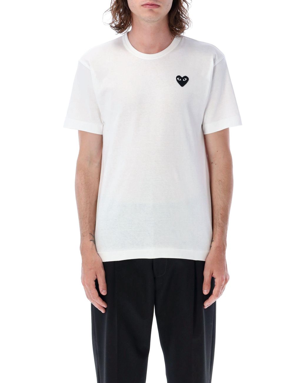COMME DES GARÇONS PLAY White Comme Des Garçons Play Logo Detailed Crewneck T-Shirt for men