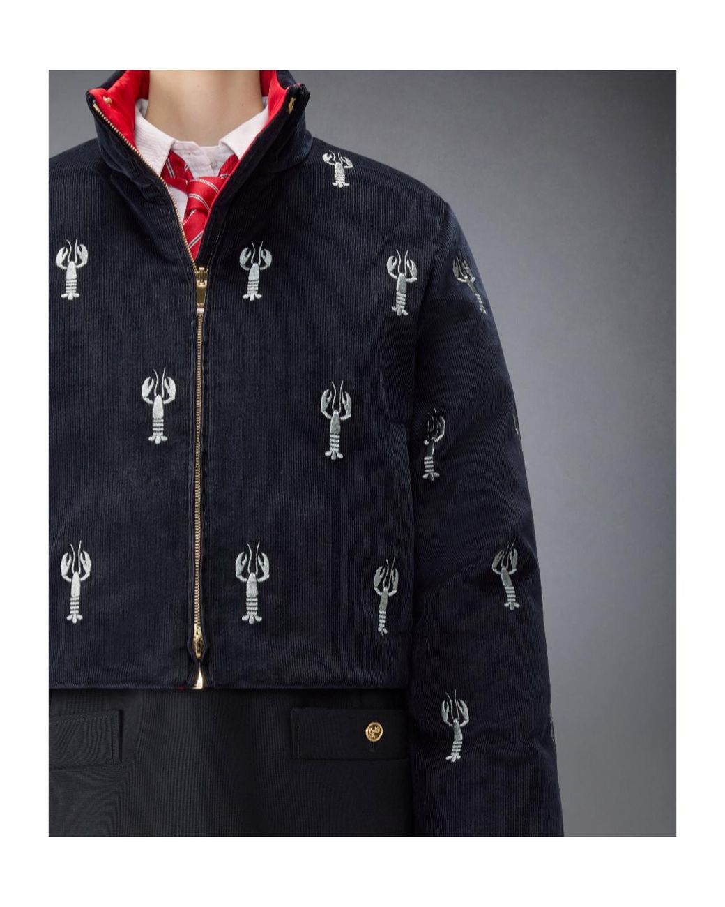 Thom Browne Blue Reversible Zip-Up High-Neck Jacket