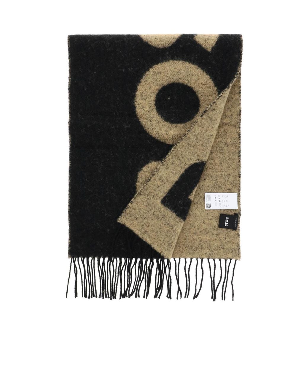 Boss Black Logo-Intarsia Knit Scarf for men