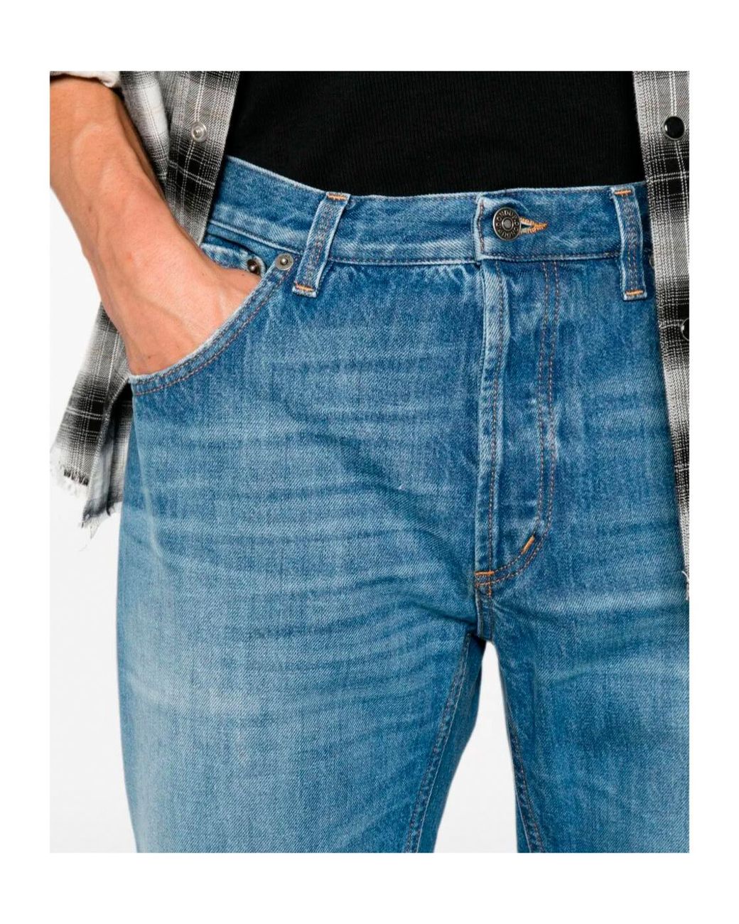 Dondup Blue Brighton Faded Straight-Leg Jeans for men
