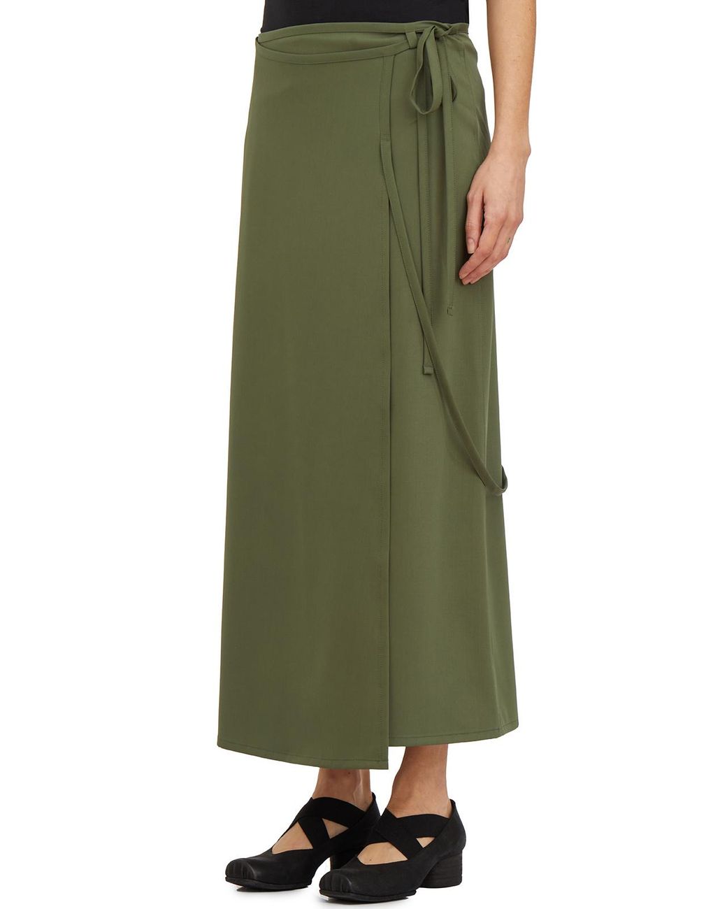 Lemaire Green Tied-Waist Wrapped Midi Skirt