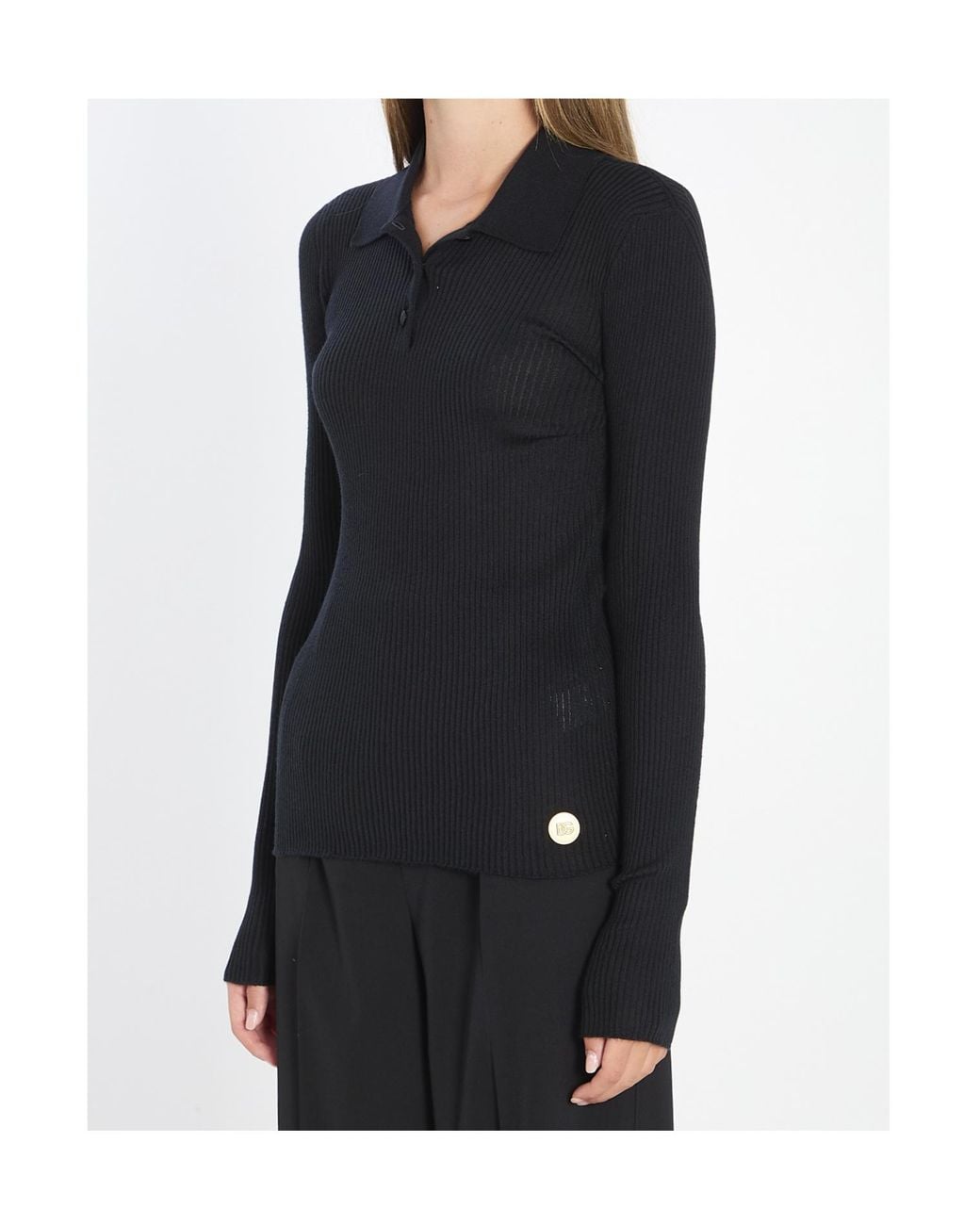Dolce & Gabbana Black Long-Sleeved Polo Shirt