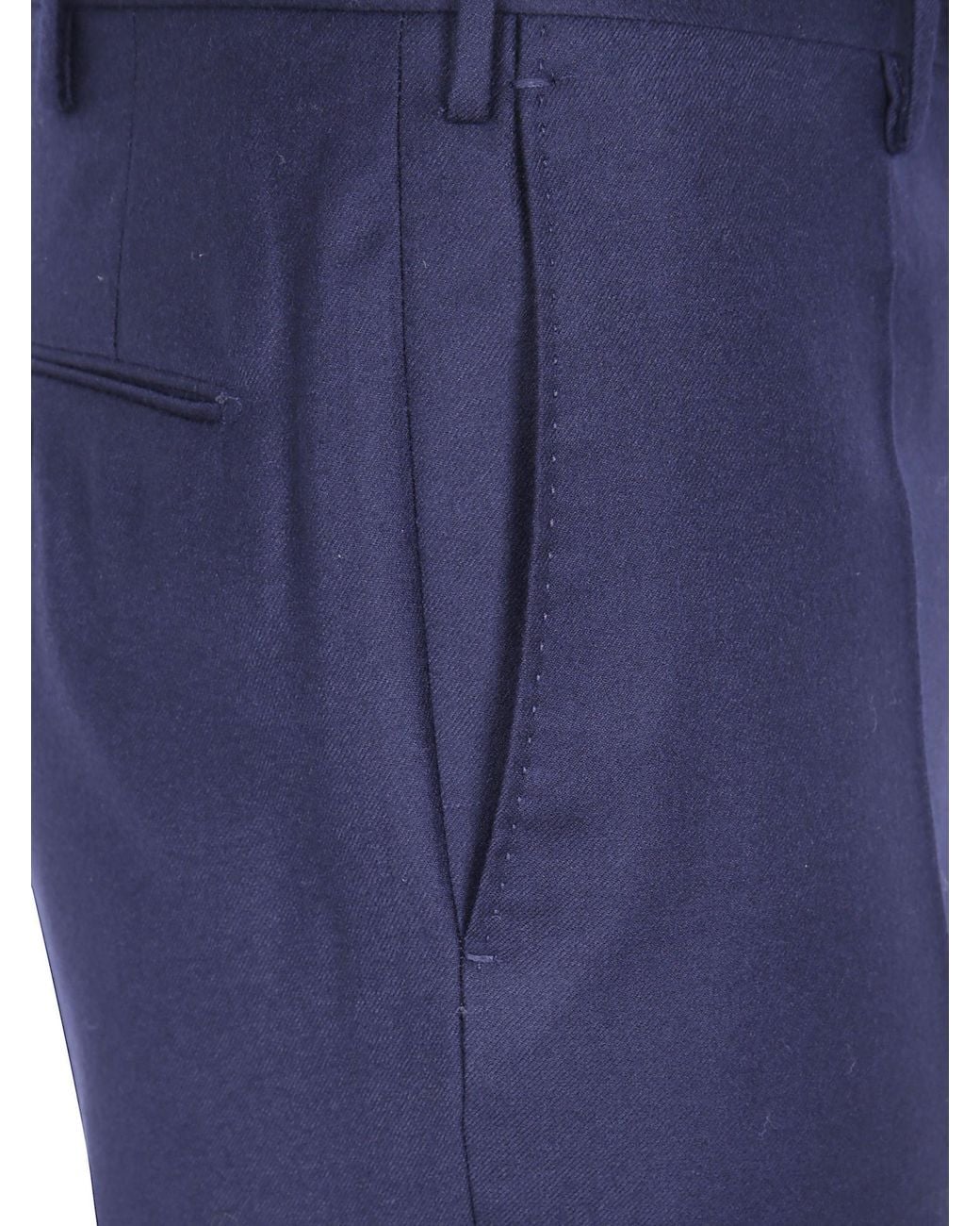 Incotex Blue Pressed-Crease Wool Trousers for men