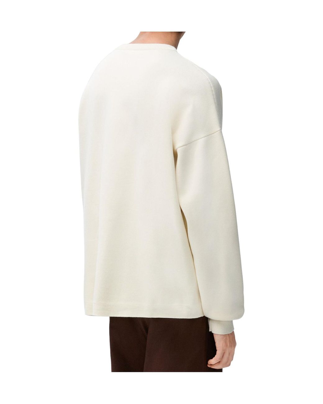 Loewe White Anagram-Embroidered Crewneck Jumper for men