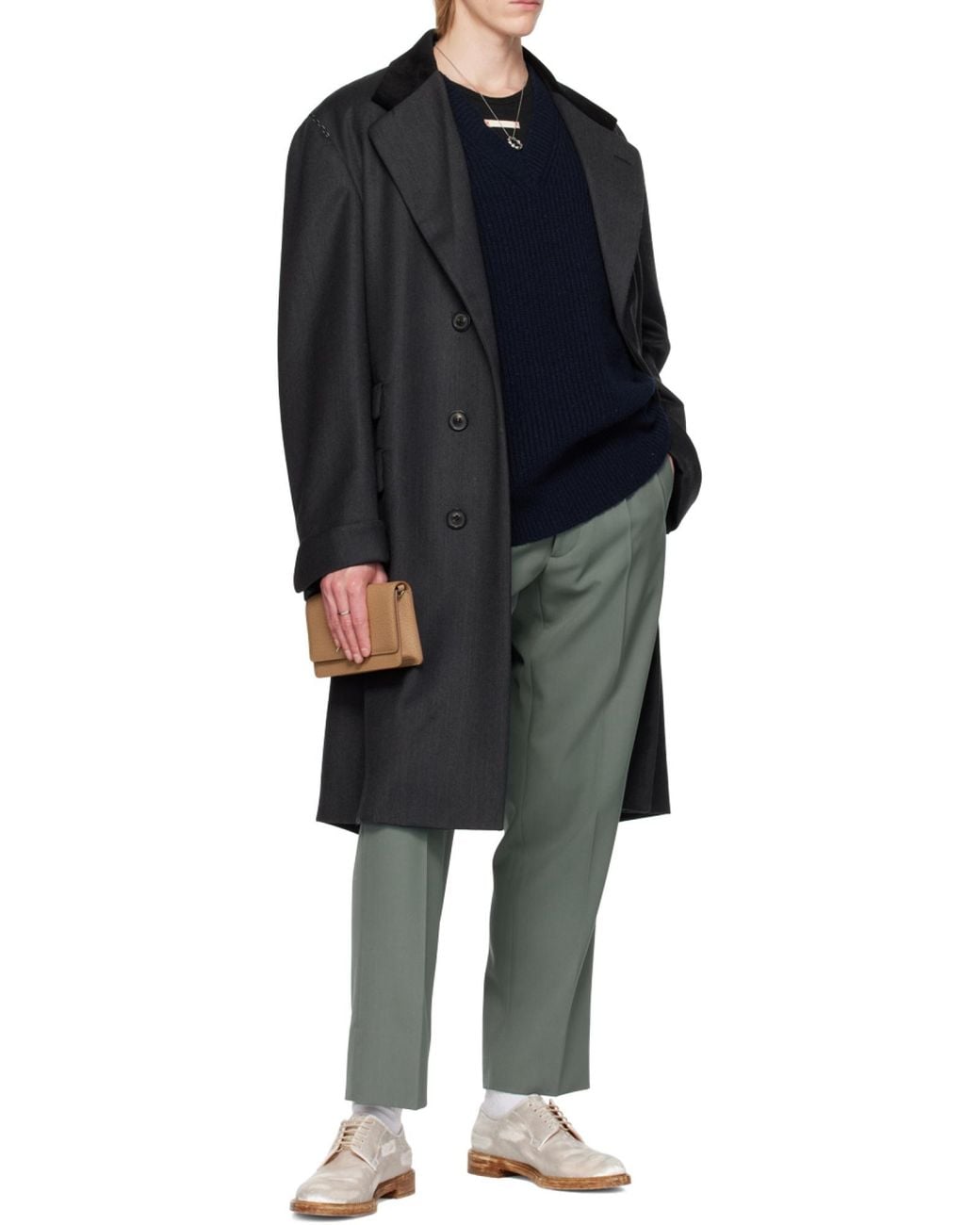 Maison Margiela Black Work-In-Progress Wool Coat for men
