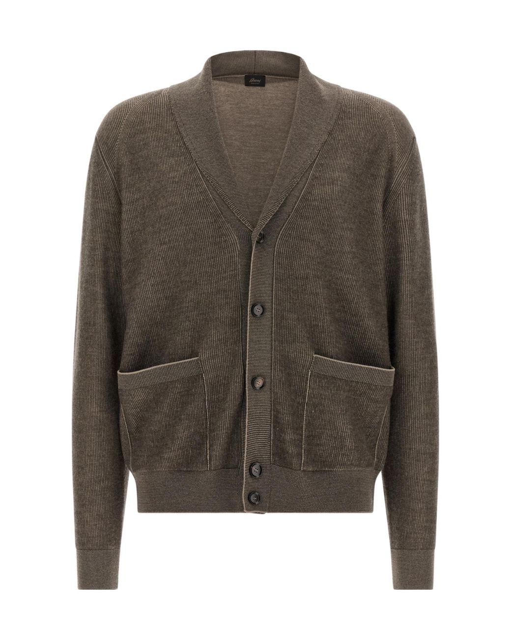 Brioni Green Shawl Collar Knitted Cardigan for men