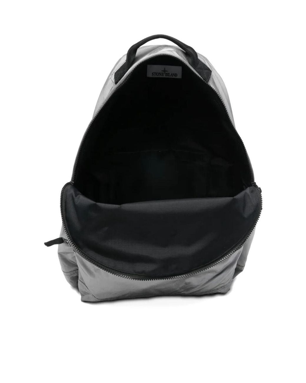 Stone Island Gray Logo Patch Zipped Backpack for men