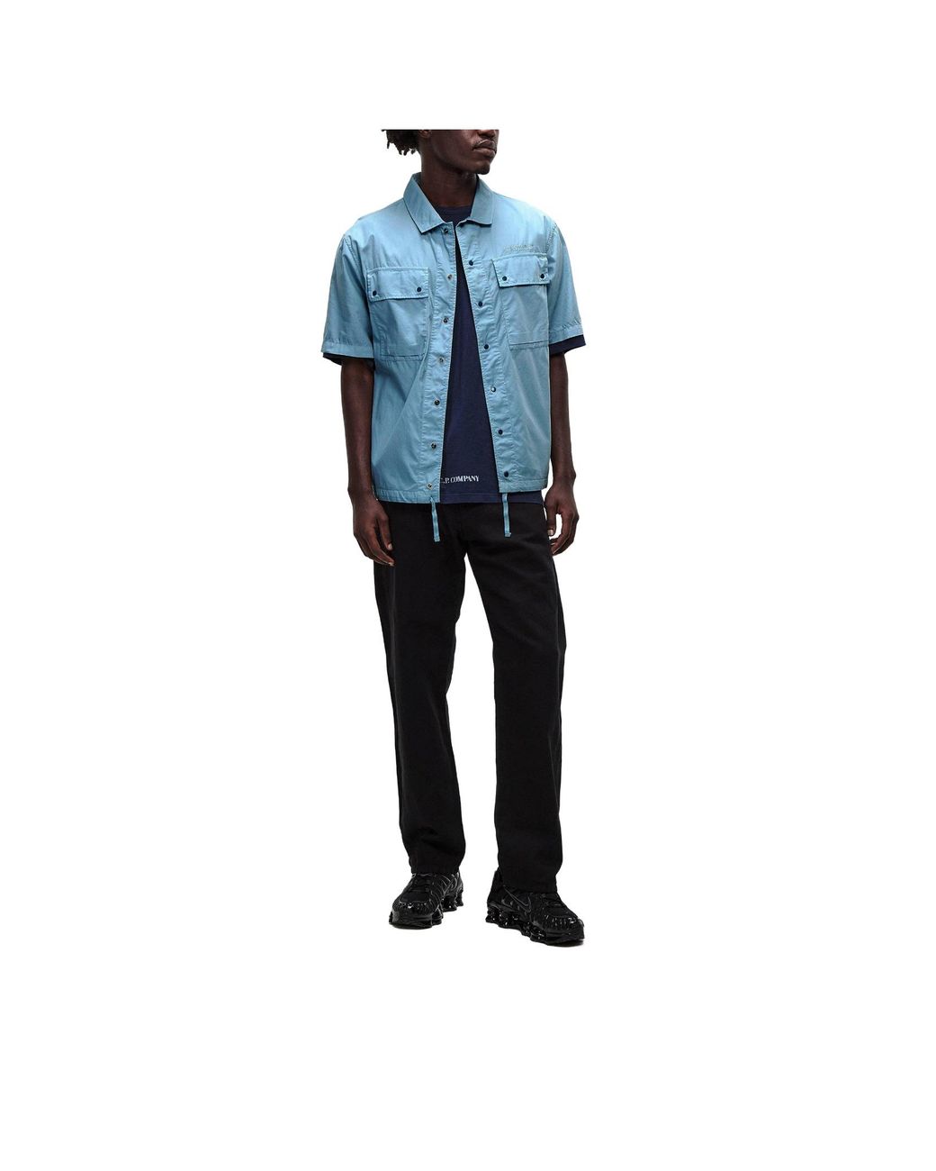 C P Company Blue Light Short-Sleeve Utility Shirt for men